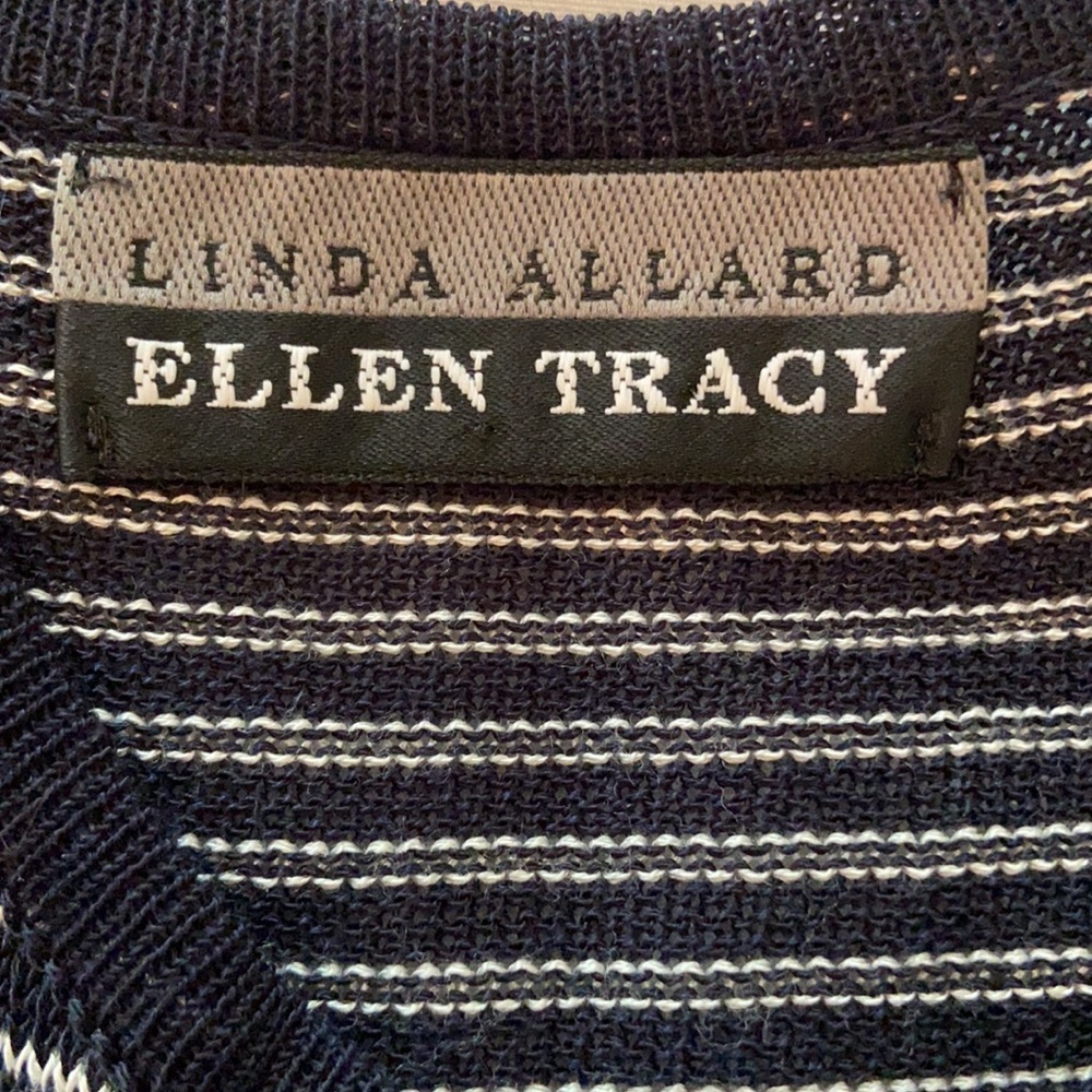 Ellen Tracy Linda Allard Blue White striped TANK top sleeveless